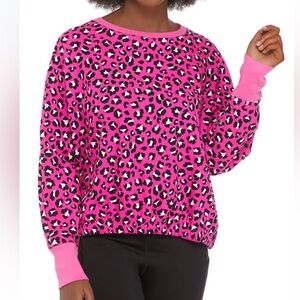 Crown & Ivy pink leopard print blouson top XXL NWT